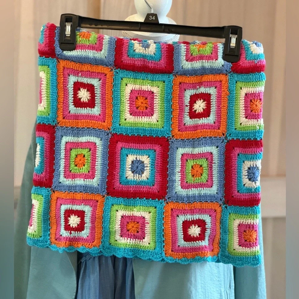 Show Me Your Mumu Crochet Pisces Micro Mini Skirt. Women’s Sz-S Vibrant | Retro - Picture 3 of 8